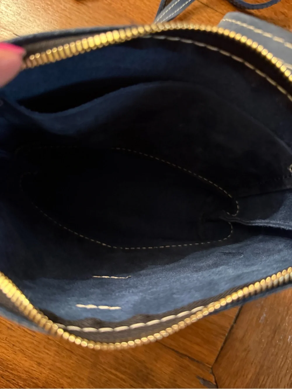 Portland Leather Navy Blue Leather Messenger Crossbody